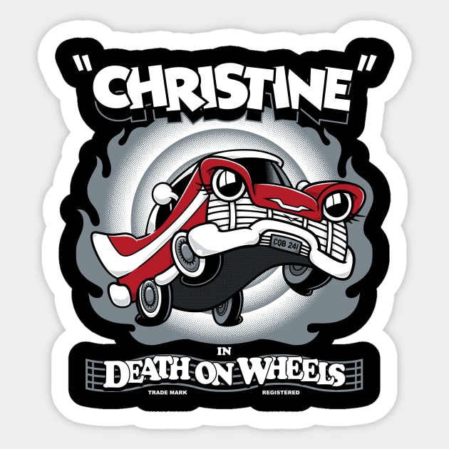 Vintage Cartoon Christine - Stephen King - Killer Car - Creepy Cute Horror Sticker by Nemons